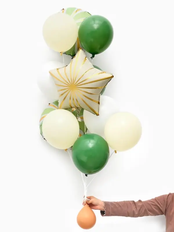 Воздушные шары "Зеленые грани" фольга, латекс, набор 12 штук