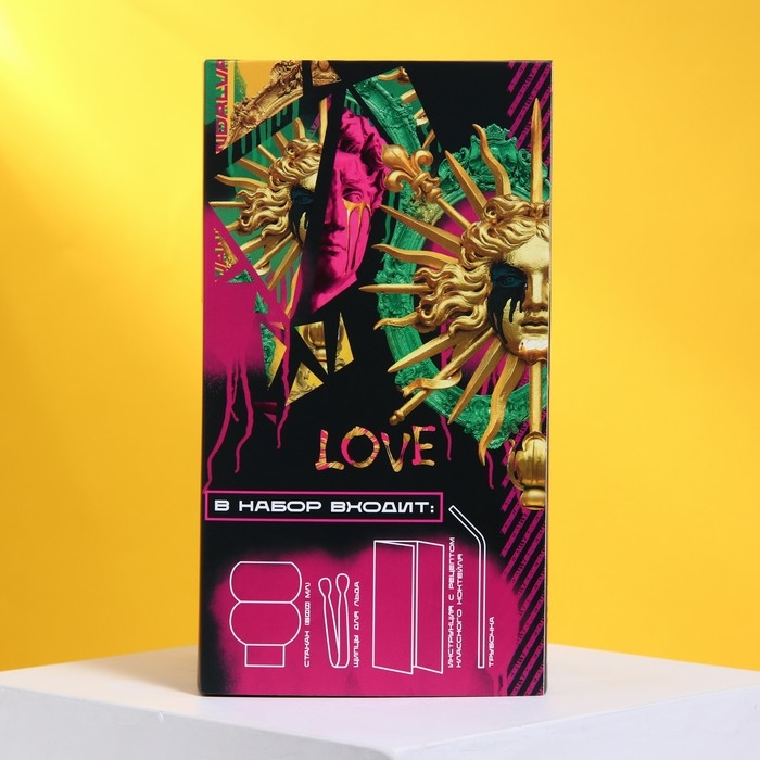 Стакан стеклянный «Будь в тренде», трубочка, щипцы, инструкция в комплекте Стакан стеклянный «Будь в тренде», трубочка, щипцы, инструкция в комплекте