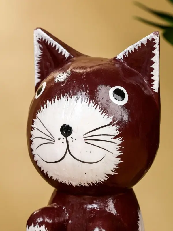 Сувенир "Кот с табличкой WELCOME" дерево 10х7х16 см, цв. бело-коричневый