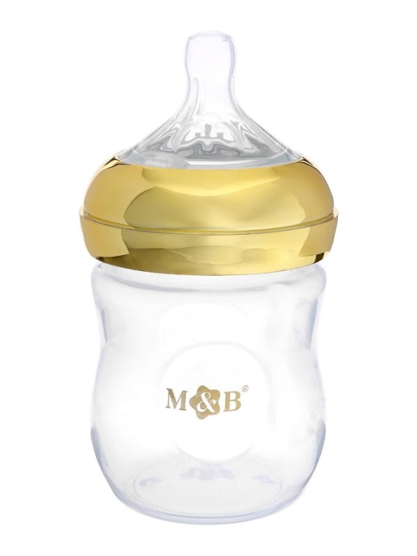 Бутылочка для кормления с наклейками &laquo;Золотой малыш&raquo; от 0 мес., 150 мл., цвет золотой, M&B