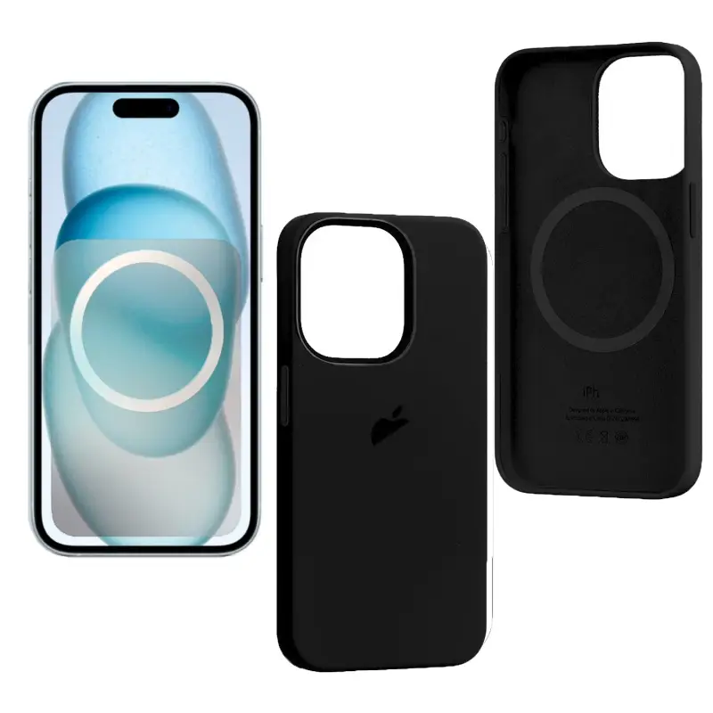 Чехол iPh 15 Pro Max Silicon Case 100% ORG (MagSafe + анимация NFC Clear) c LOGO Black