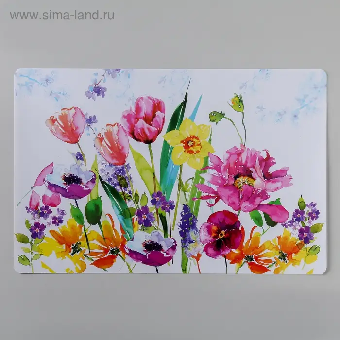 Салфетка сервировочная на стол &laquo;Цветы акварель&raquo;, 42&times;27 см