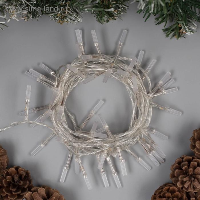 Гирлянда &laquo;Нить&raquo; 5 м с насадками &laquo;Звёздочки&raquo;, IP20, прозрачная нить, 50 LED, свечение аквамарин, 8 режимов, 220 В