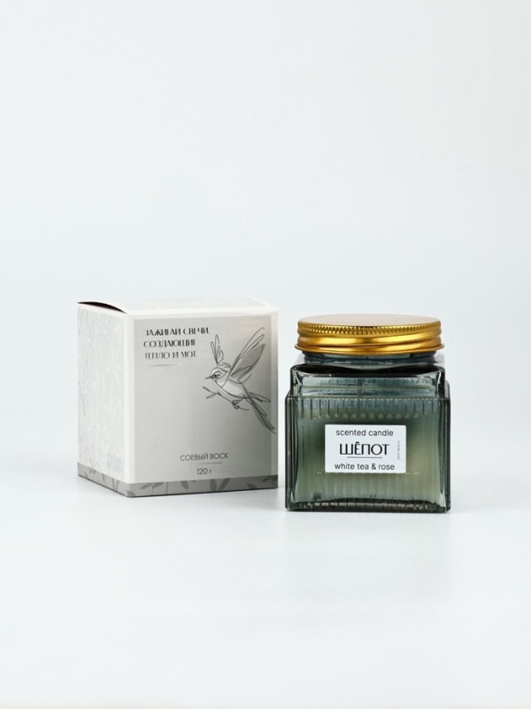 Свеча ароматическая "Шёпот", соевый воск, 120 гр, аромат белый чай и роза