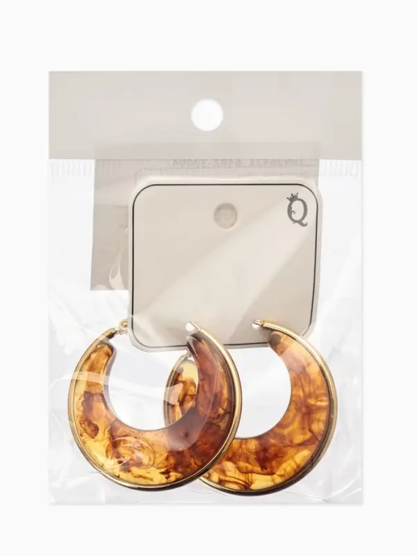 Серьги-кольца акрил "Тренд", цвет янтарный в золоте