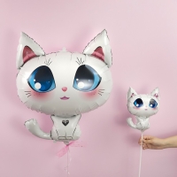 Шар фольгированный 15" &laquo;Котёнок&raquo;, мини-фигура, белый