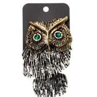 Брошь "Сова" крупная, подвижная, цветная