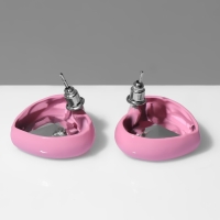 Серьги пластик &laquo;Сердечки&raquo; в рамке, цвет сине-розовый