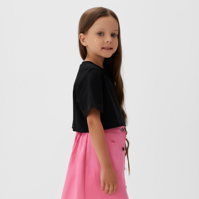 Футболка для девочки укороченная KAFTAN "Selfie", рост 164-170, цвет чёрный