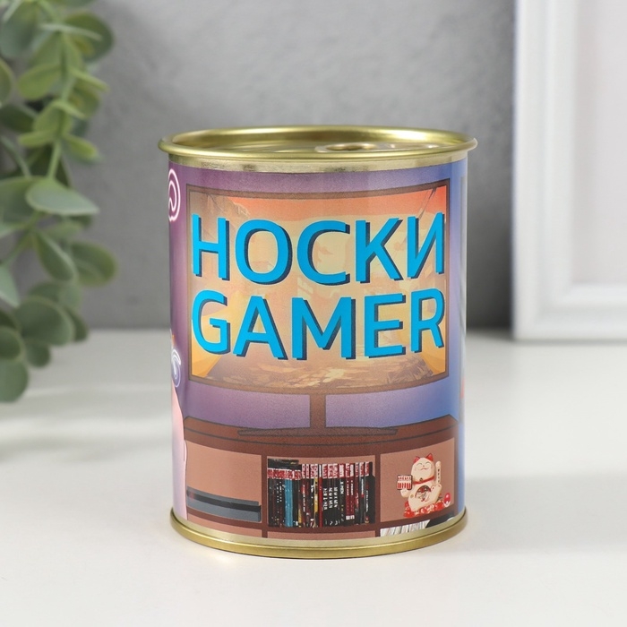 Подарочные носки в банке GAMER (внутри носки мужские, цвет чёрный) Подарочные носки в банке GAMER (внутри носки мужские, цвет чёрный)