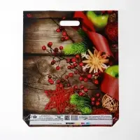 Пакет &laquo;Зимняя калина&raquo;, полиэтиленовый с вырубной ручкой, 45&times;38 см