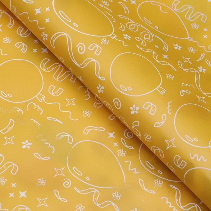 Бумага упаковочная глянцевая двусторонняя "Зверята с шарами", 100 х 70 см