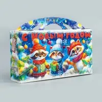 Подарочная новогодняя коробка &laquo;Лесное диско&raquo; , Портфель макси широкий, 37&times;8&times;20.2 см