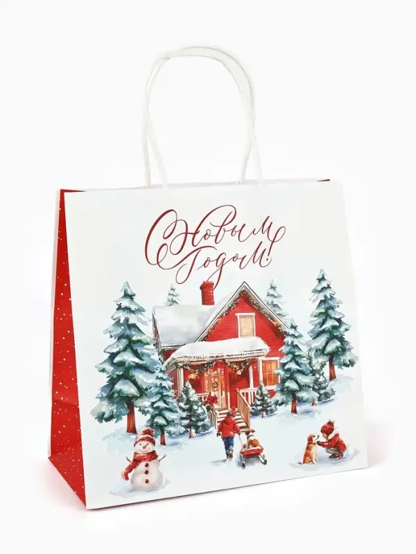 Набор пакетов крафтовых &laquo;Новогодний&raquo;, 10 шт, 22 &times; 22 &times; 11 см