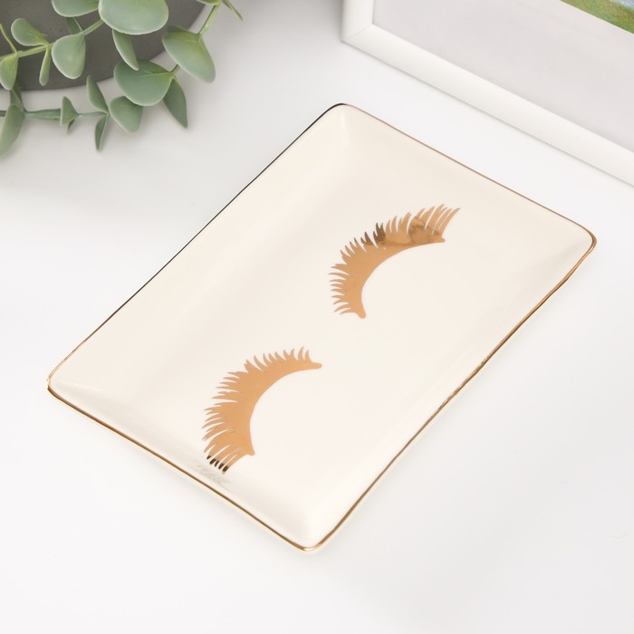 Сувенир керамика подставка под кольца Сувенир керамика подставка под кольца "Ресницы" 14х9х1,6 см