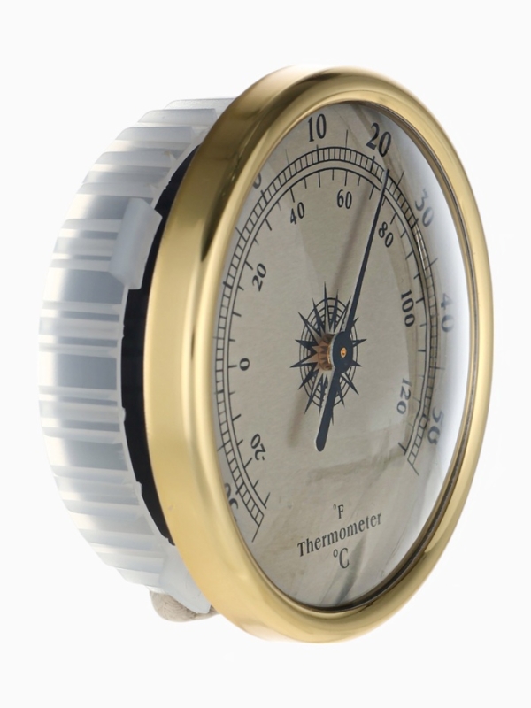 Термометр механический, настенный, d=7,2 см, золотая рамка