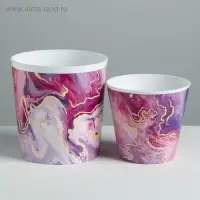 Набор кашпо для цветов 2 в 1 &laquo;Мрамор&raquo;, 0,8 и 1,6 л, 11 х 12 и 14 х 14 см