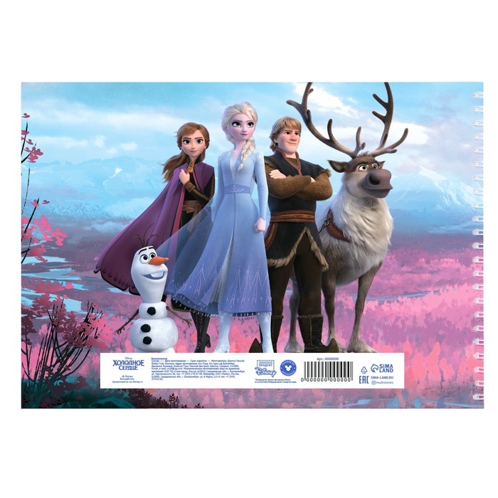 Альбом для рисования А4, 40 листов 100 г/м&sup2;, на пружине, Холодное сердце