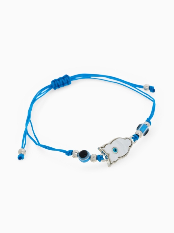 Браслет-оберег «Сова» на нити, мудрость, глазик, цвет голубой в серебре Браслет-оберег «Сова» на нити, мудрость, глазик, цвет голубой в серебре