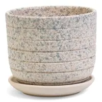 Горшок цветочный  с поддоном 0,8 л, белый керамика "Пряности" (М)