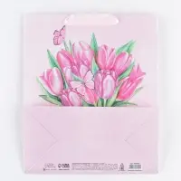 Пакет подарочный ламинированный, упаковка, &laquo;Тюльпаны 8 марта&raquo;, ML 23 х 27 х 11.5 см