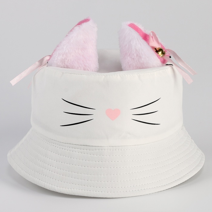 Панама детская для девочки &laquo;Кошка&raquo;, + ушки-заколки, р-р 54
