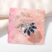 Кольцо для платка &laquo;Павлин&raquo;, цвет бело-синий в серебре