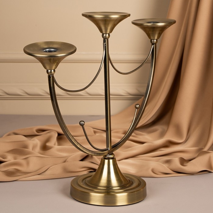 Подсвечник металл &laquo;Герцог&raquo;, на 3 свечи, 44 х 14 х 24 см