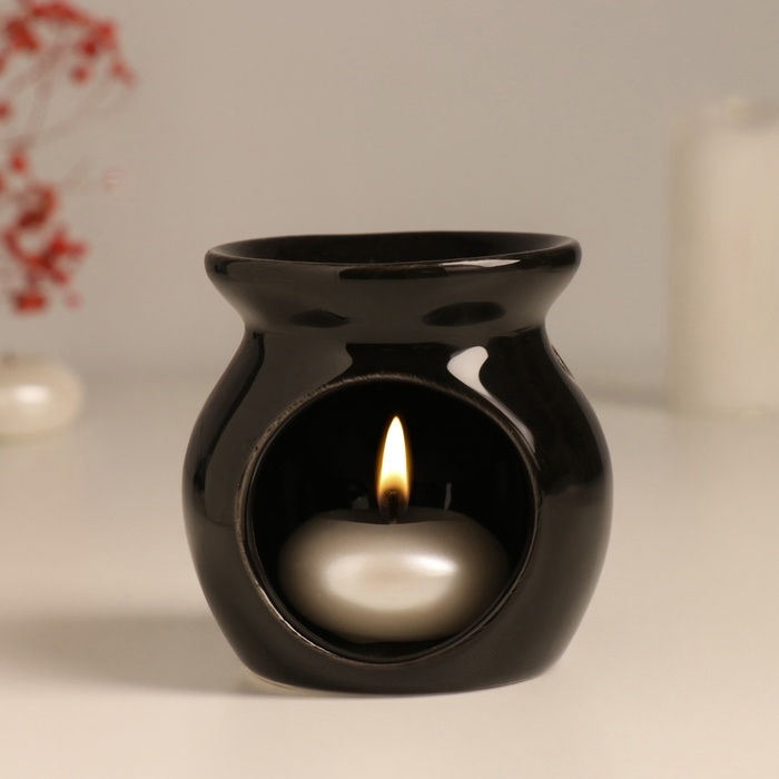 Аромалампа керамика "Д&hearts;м." чёрная 7,2х7,2х7,8 см