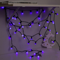 Гирлянда &laquo;Нить&raquo; 10 м с насадками &laquo;Шарики 1.5 см&raquo;, IP44, тёмная нить, 100 LED, свечение фиолетовое, 8 режимов, 220 В