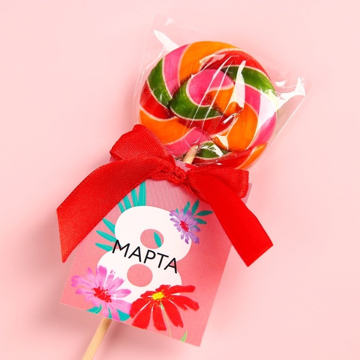 Леденец на палочке &laquo;8 марта&raquo;, вкус: клубника, 15 г.