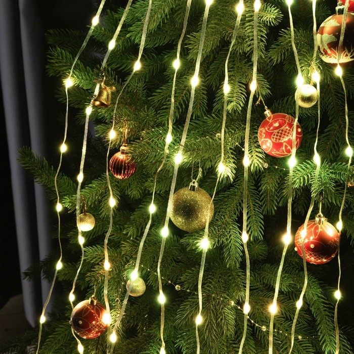 Умная гирлянда &laquo;Конский хвост&raquo; 10 нитей по 1.5 м роса, IP20, серебристая нить, 150 LED, пульт ДУ, приложение, свечение RGB, USB