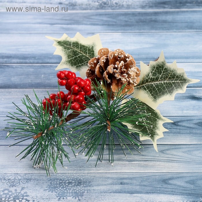 Декор Декор "Зимние грезы" калина красная шишка в снегу 20 см