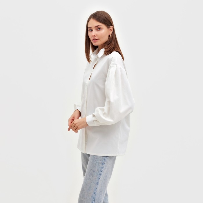 Рубашка женская с объёмными рукавами MINAKU: Casual Collection цвет белый, р-р 44
