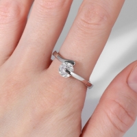 Кольцо &laquo;Классика&raquo; кристалл соло, цвет белый в серебре, безразмерное