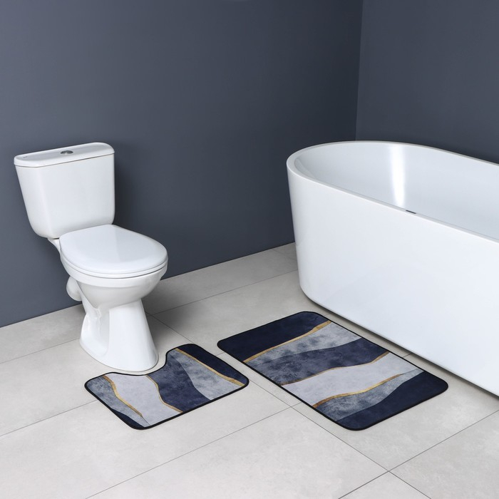 Коврики для ванной и туалета Доляна &laquo;Вега&raquo;, 2 шт: 50&times;80 см, 50&times;40 см