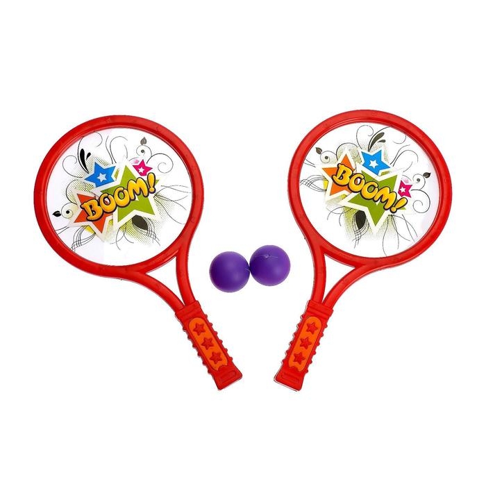 Набор для тенниса &laquo;Бум!&raquo;, 2 ракетки, 2 мяча, цвета МИКС