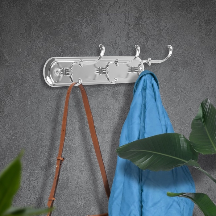 Вешалка ТУНДРА TVT004, металлическая, трёхрожковая, цвет хром