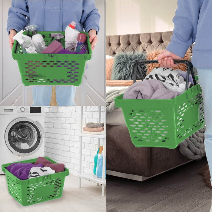 Корзина покупательская пластиковая, 20 л, 2 пластиковые ручки, цвет зелёный Корзина покупательская пластиковая, 20 л, 2 пластиковые ручки, цвет зелёный