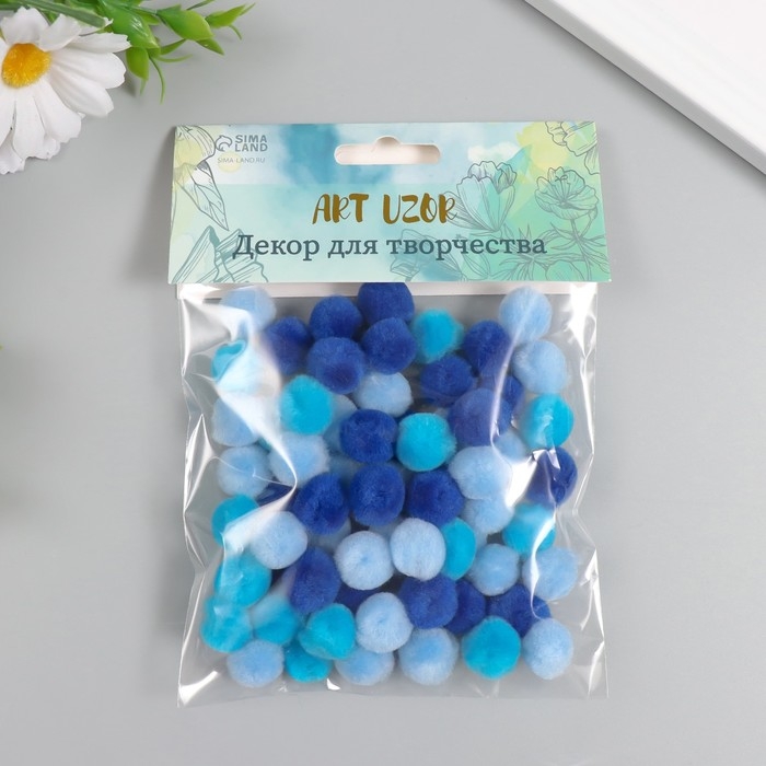 Декор для творчества Декор для творчества "Помпончики. Голубое небо" d=1,3 см набор 70 шт