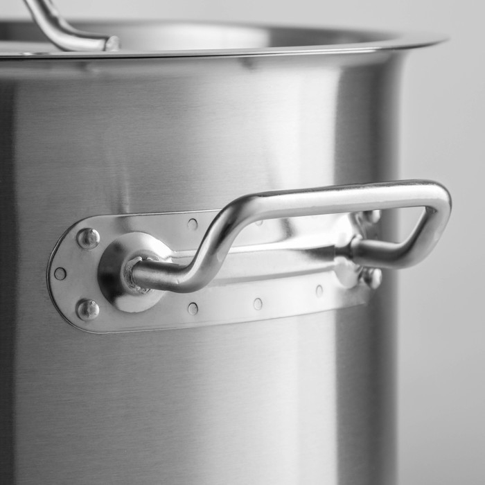 Кастрюля из нержавеющей стали Hanna Kn&ouml;vell HoReCa, 20 л, толщина 0,8 мм, 201 сталь, металлическая крышка, с теплораспределительным слоем, индукция