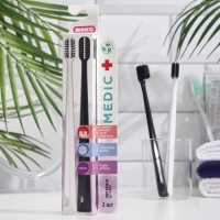 Зубная щетка &laquo;Медик&raquo; для брекет-систем, биоразлагаемая, черный + белый, 2 шт.