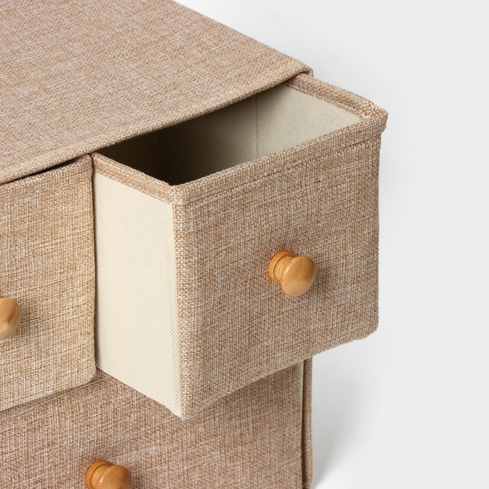 Короб LaDо́m &laquo;Франческа&raquo;, 3 выдвижных ящика, 30&times;20&times;28 см, цвет бежевый