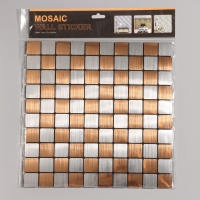 Панель самоклеящаяся 30*30см мягкая, клетка медно-серебристая