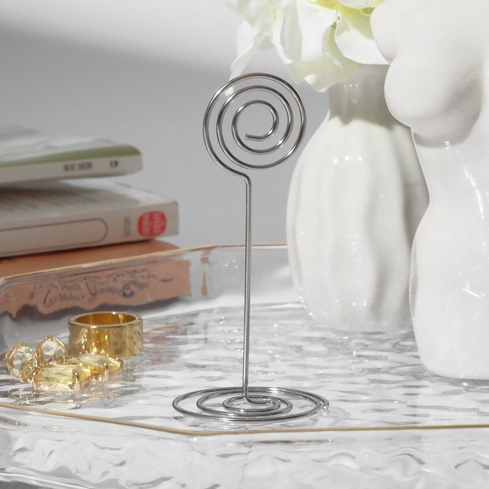 Ценникодержатель с зажимом &laquo;Круг&raquo;, 3,3&times;3,3&times;8,3 см, цвет серебро