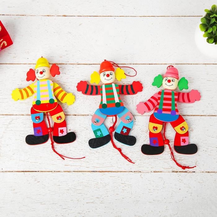 Сувенир-дергунчик &laquo;Клоун в цветной рубашке&raquo;, цвета МИКС