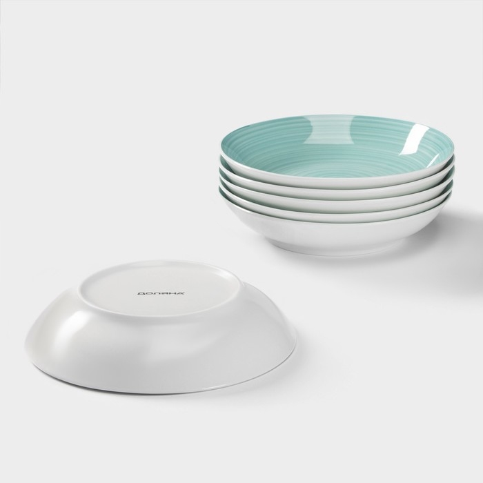 Набор тарелок глубоких Доляна &laquo;Палитра&raquo;, 6 предметов, 700 мл, 20,2&times;20,2&times;4,2 см, цвет бирюзовый