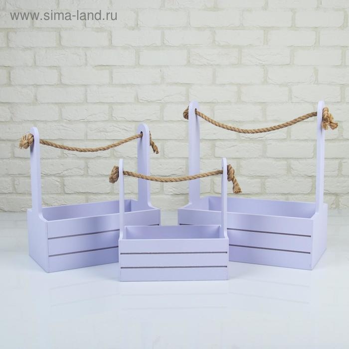 Набор кашпо деревянных 3 в 1 (29×18×33; 25×15×30; 21×12×23) Набор кашпо деревянных 3 в 1 (29×18×33; 25×15×30; 21×12×23) "Аром", лаванда