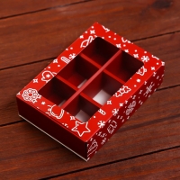 Новый год. Коробка под 6 конфет "Праздничное настроение", 13,7 х 9,8 х 3,8 см, кондитерская упаковка Новый год. Коробка под 6 конфет "Праздничное настроение", 13,7 х 9,8 х 3,8 см, кондитерская упаковка