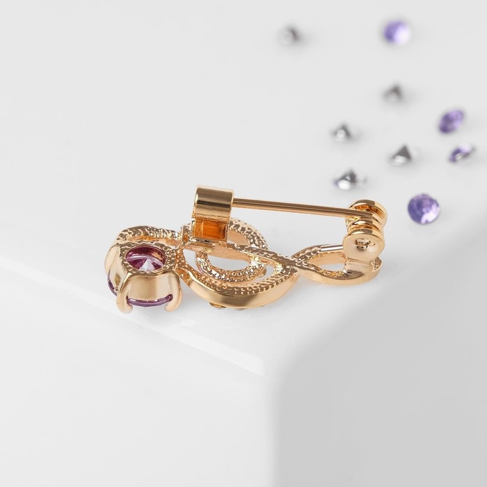 Брошь &laquo;Скрипичный ключ&raquo; мини, вдохновение, цвет бело-фиолетовый в золоте